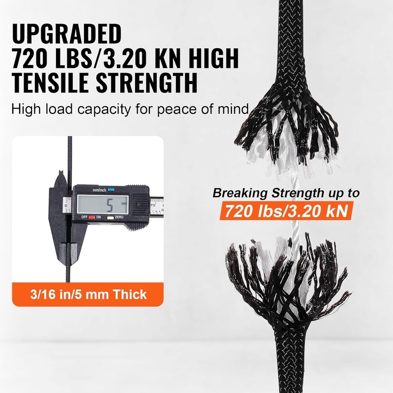 Vevor Double Braided Polyester Rope 3/4 In X 220 Ft 24 Strands 20000 Lbs gallery