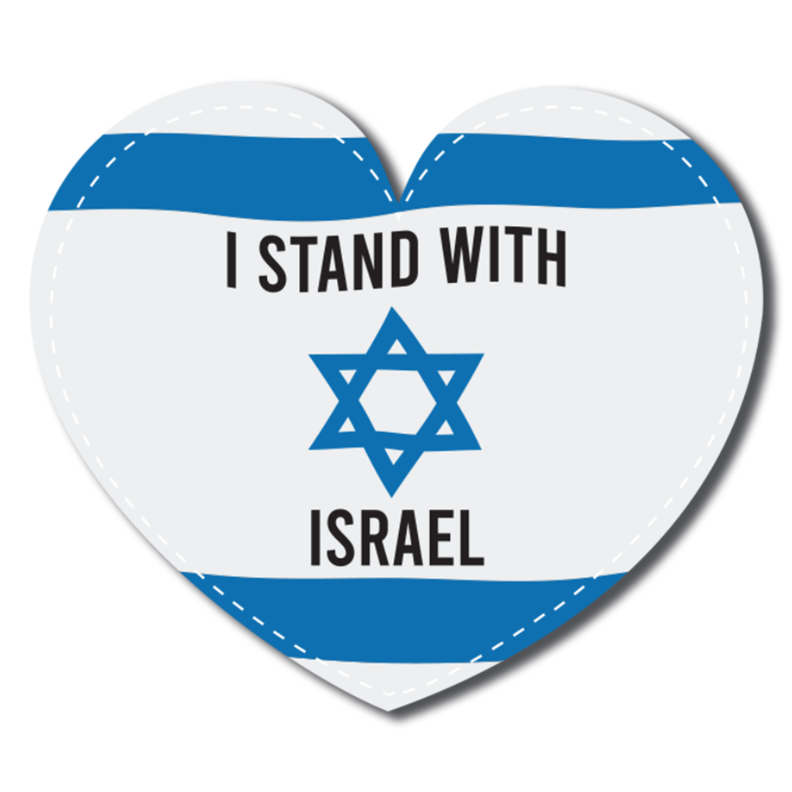 I Stand With Israel, Israeli Support Flag Heart Magnet, 5x4 inches, Automotive gallery