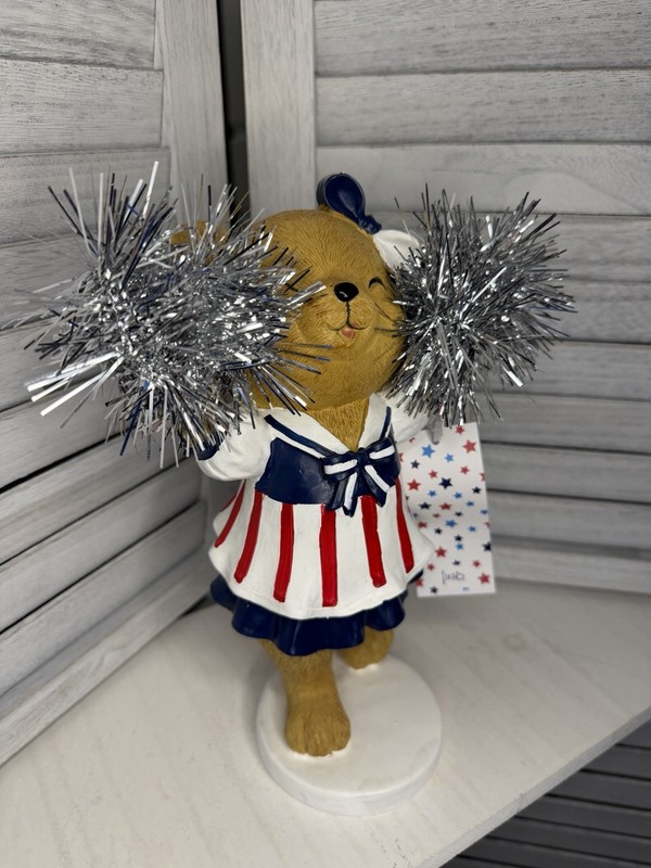 ❤️🤍💙NWT Stars & Stripes Americana Cheerleader Teddy Bear Figure gallery