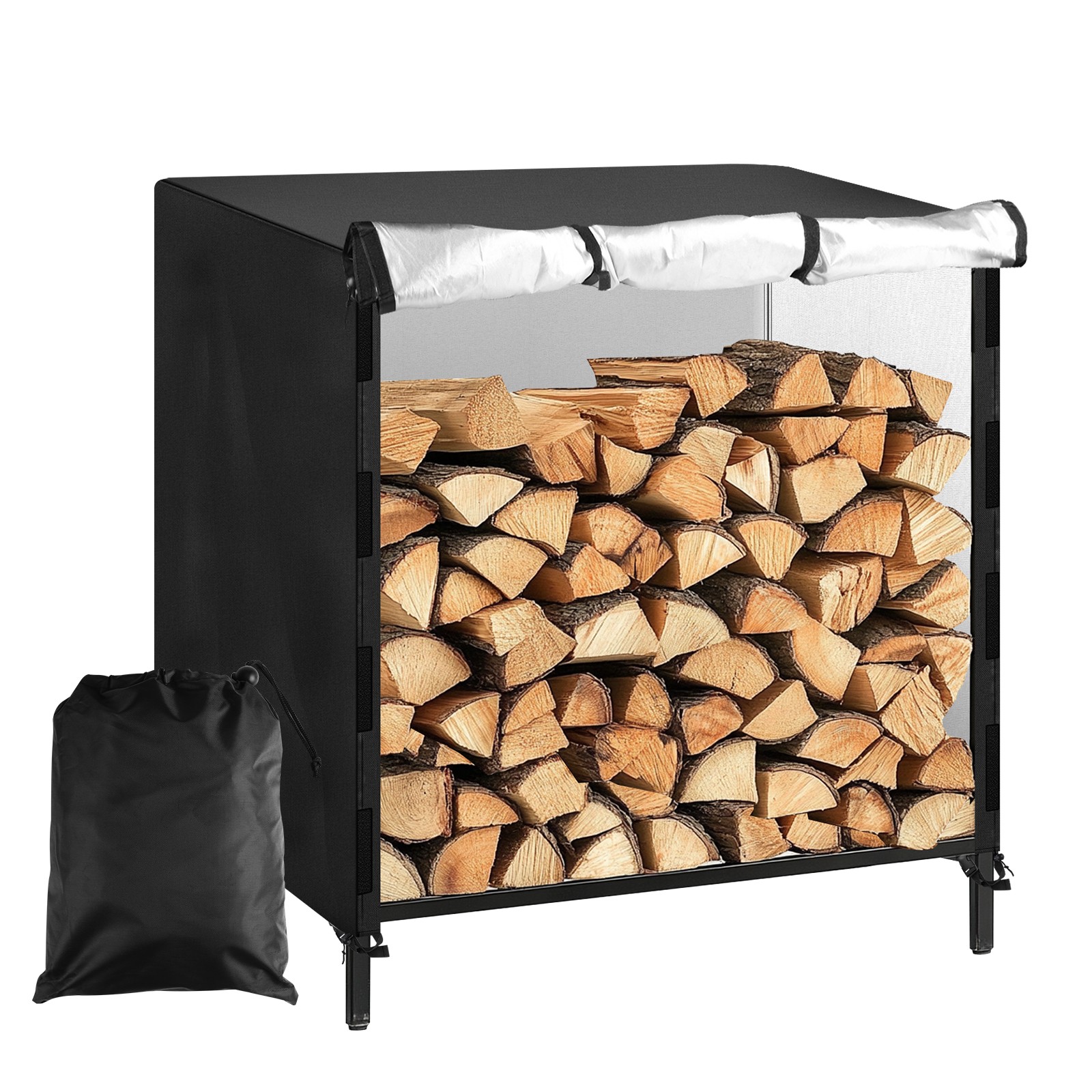 4ft Firewood Log Rack Cover Waterproof Wood Storage Holder Heavy Duty Outdoor gallery