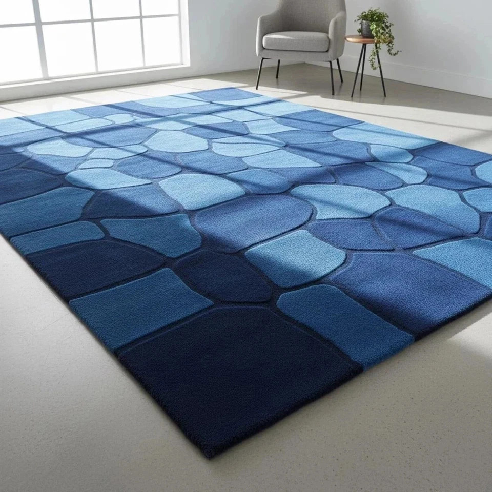 Handmade Green Wool Floral Border Rug Hand-Tufted Carpet for Living Room Rugs gallery