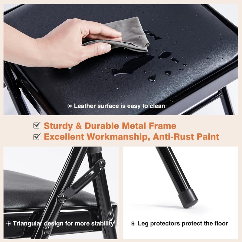 Leather Folding Chair Padded Folding Chairs Sturdy Metal Foldable Chair Outdoor gallery