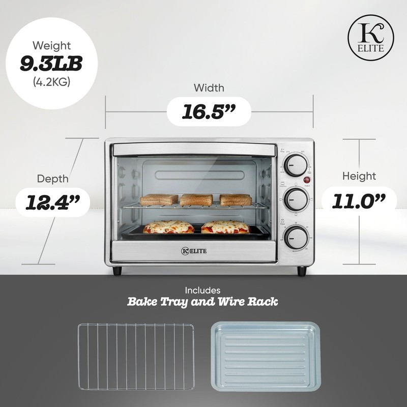 Kitchen Elite 6-Slice Compact Countertop Toaster Oven with Stainless Steel Tray gallery