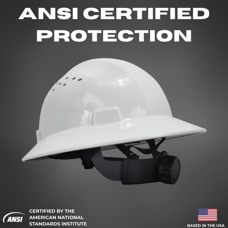 Land Helmets ShieldPro Full Brim Safety Helmet - Type I Class C & E Hard Hat gallery