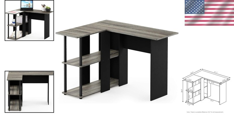 Contemporary L-Shape Computer Desk with Two Shelves for Efficient Organization gallery