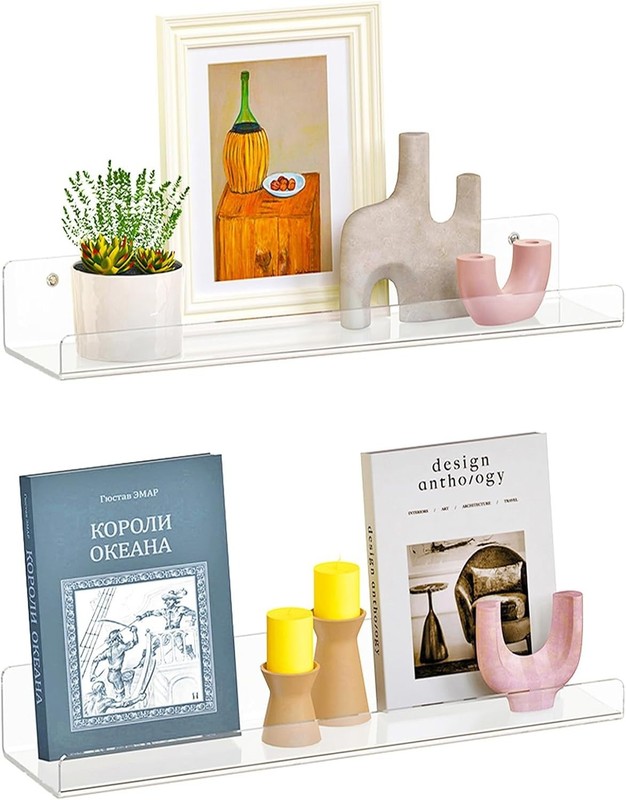 Acrylic Floating Wall Shelf,4 Pack Floating Shelves for Wall, Clear Book Shelf gallery