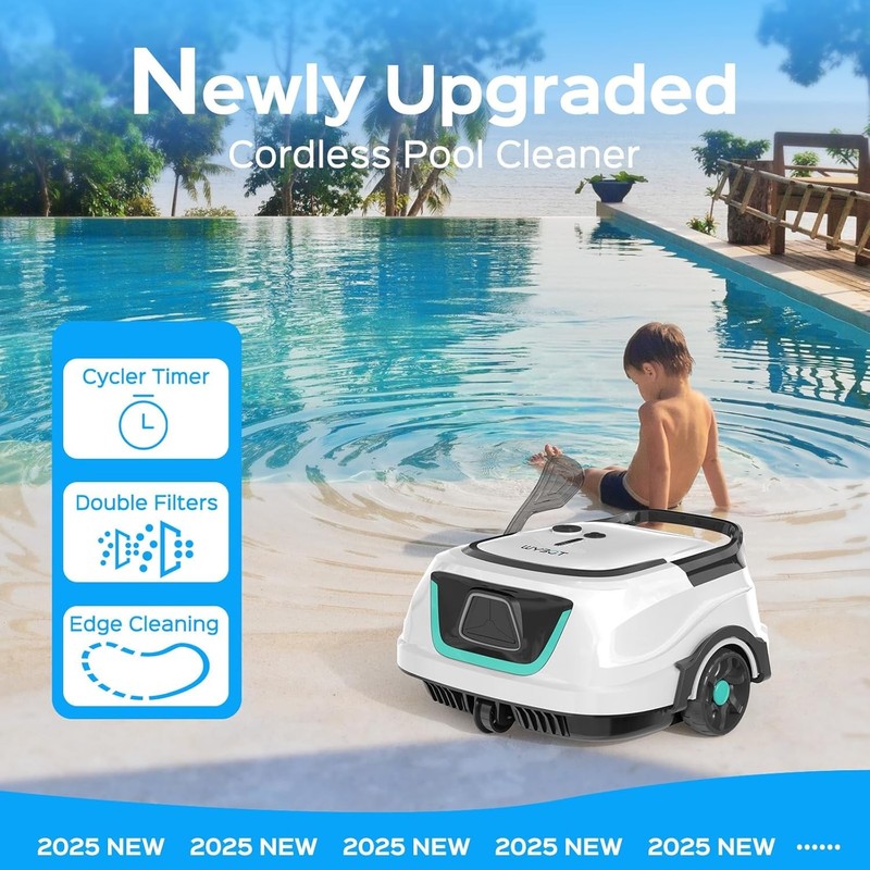 WYBOT A1 Cordless Robotic Pool Cleaner, Automatic Pool Vacuum Robot with 120Mins gallery