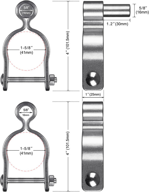 2 Pack Chain Link Gate Hinges 1-5/8in O.D., 304 Stainless Male+Female, 5/8in Pin gallery