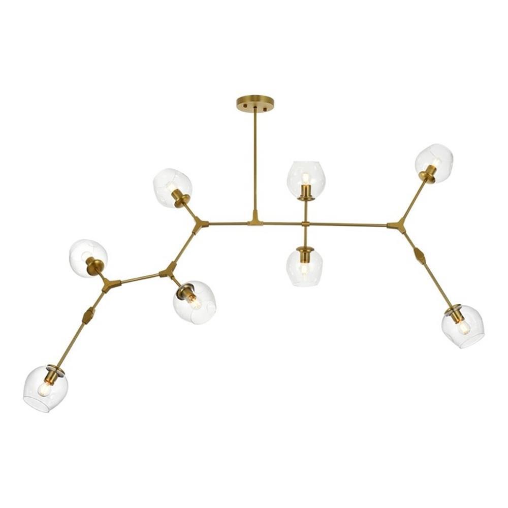 Elegant Lighting Cavoli 74" 9-Light Metal & Glass Chandelier in Brass/Clear gallery