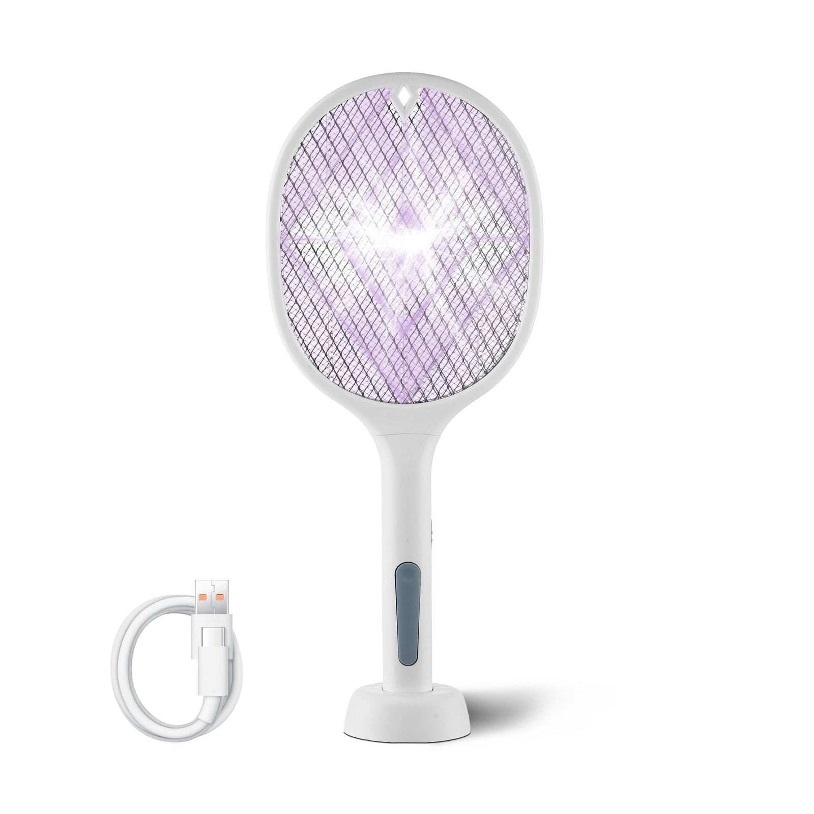 Rechargeable Dual-Mode Electric Fly Swatter Bug Zapper With Base, Lightweight gallery