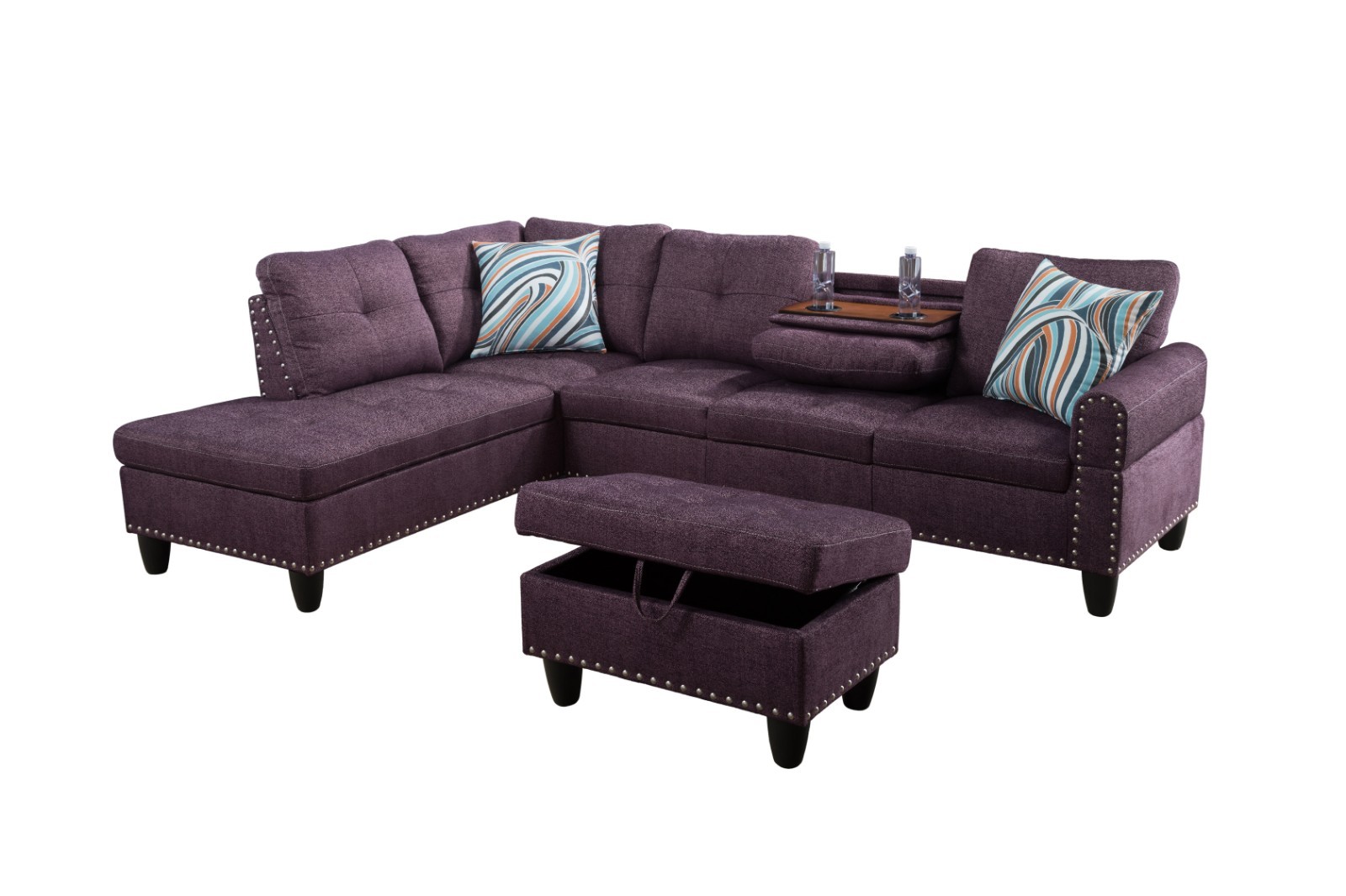 Amaranth Linen 3-Piece Sofa Set Living Room Sofa gallery