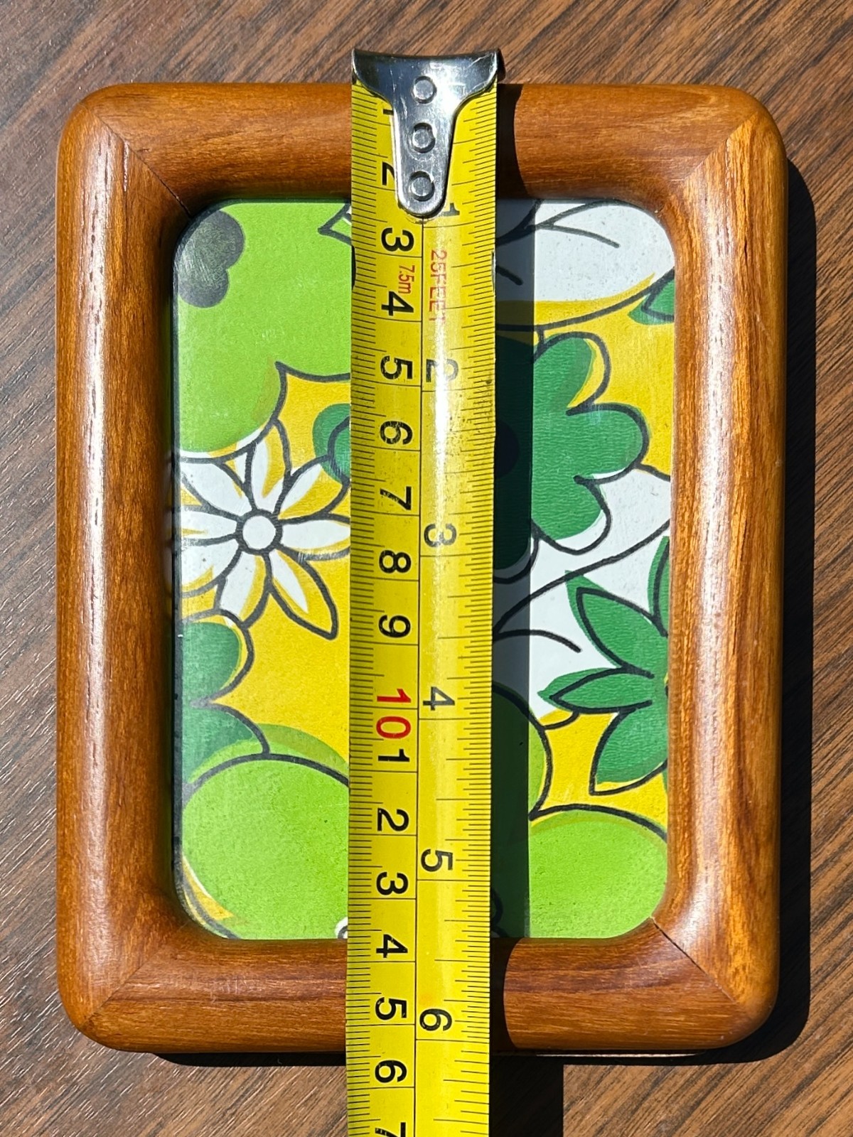 Vintage Retro Teak Rounded Corner Wood Picture Frame Tabletop Boho 4.5x6” gallery