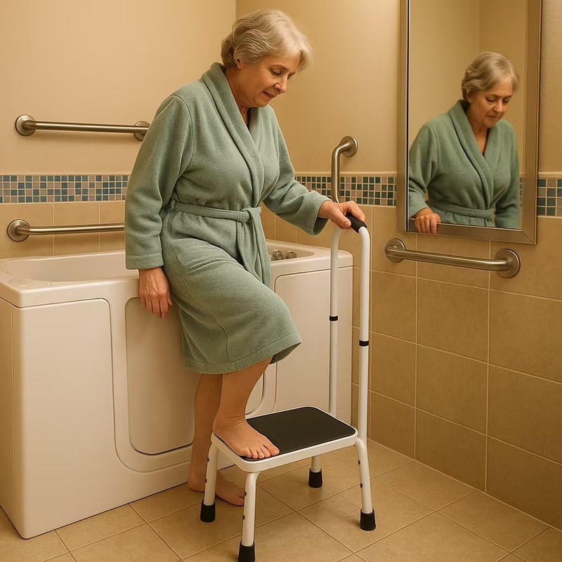 Step Stool With Handle For Ederly, Sturdy And Lightweight Stool With Anti-Skid gallery