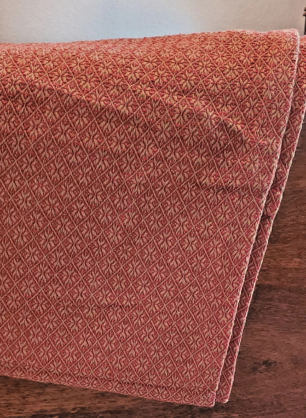 Primitive Colonial Woven Coverlet SHOWER CURTAIN 72" Red Tan Cherry Blossom gallery