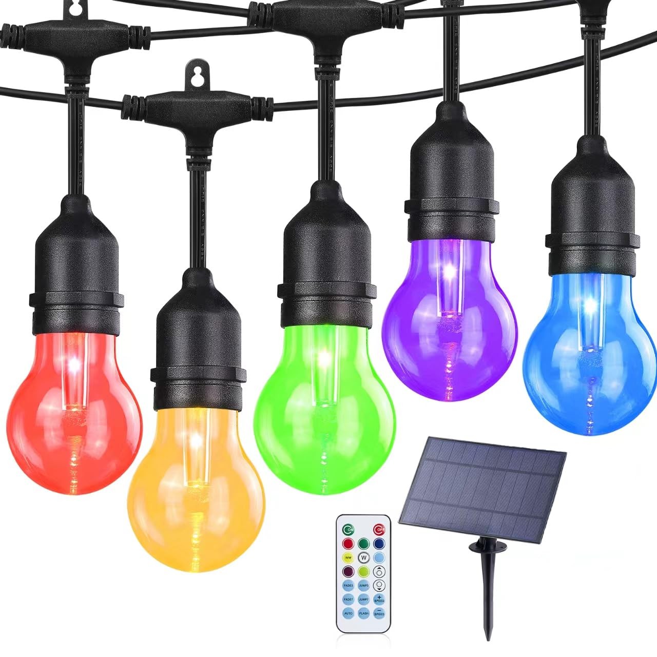 144FT Solar RGB String Lights Outdoor, Dimmable Waterproof LED Patio Lights w... gallery