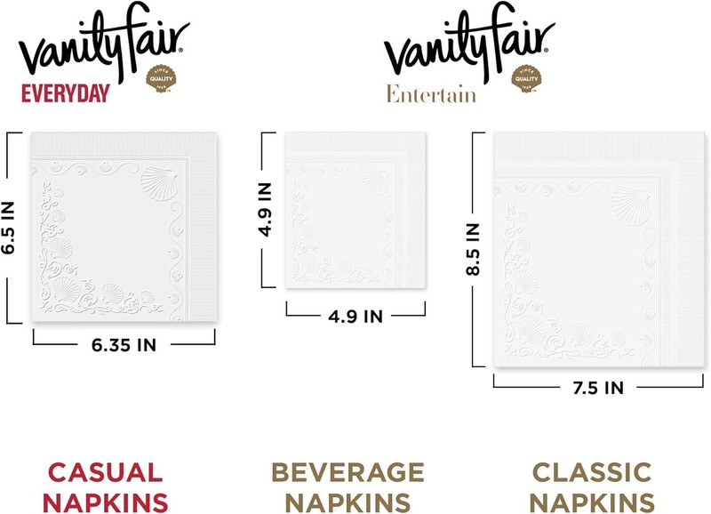 Vanity Fair Everyday Napkins, 1 Pack 100 Count, 2 Ply White Dinner Paper Napkins gallery