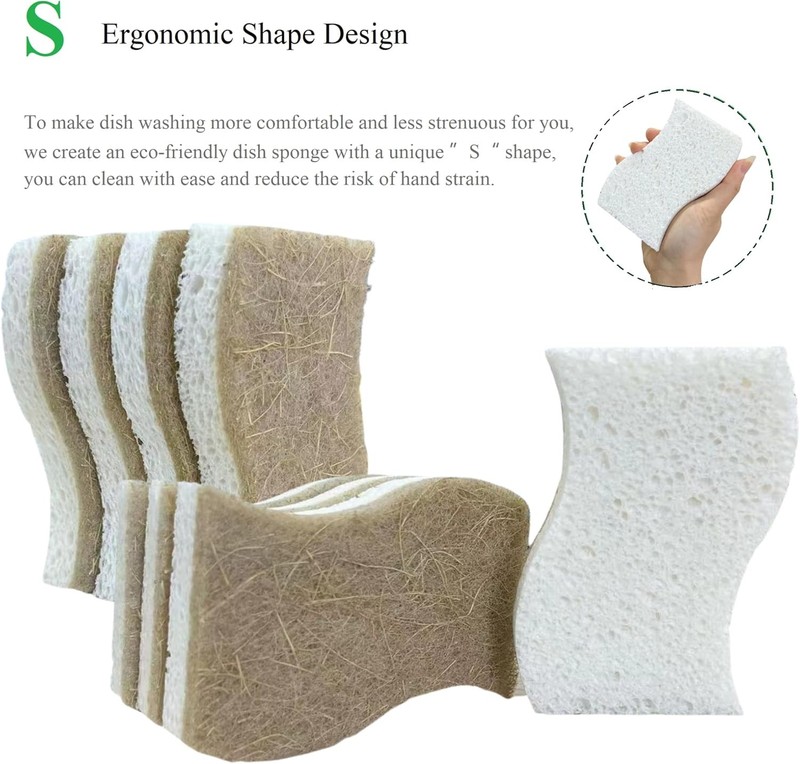 Eco Friendly Biodegradable Kitchen Sponges 12 Pack – Natural Compostable gallery