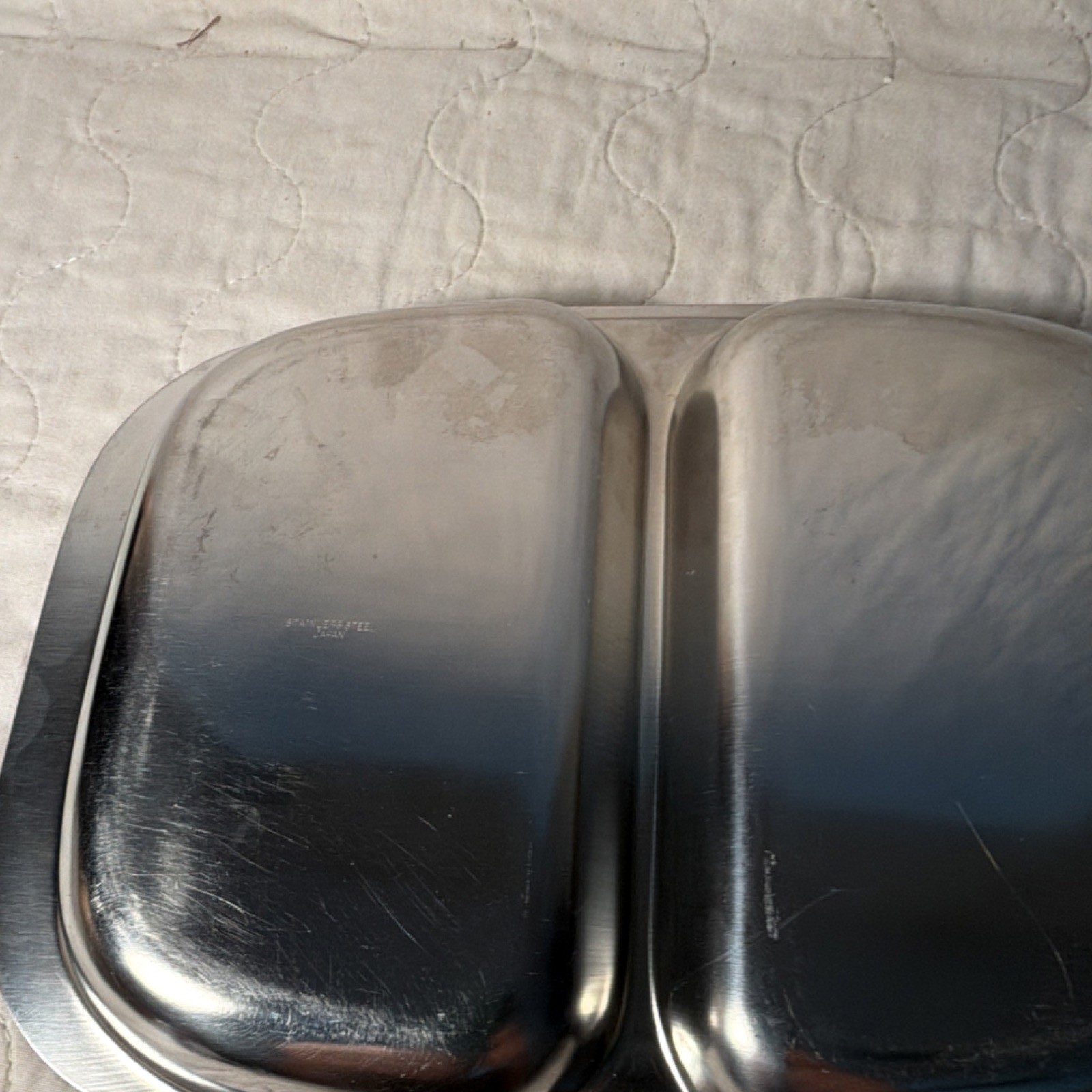 Stainless Steel 2-Compartment made in Japan Tray Silver Rectangle 11”x 8" #N94 gallery