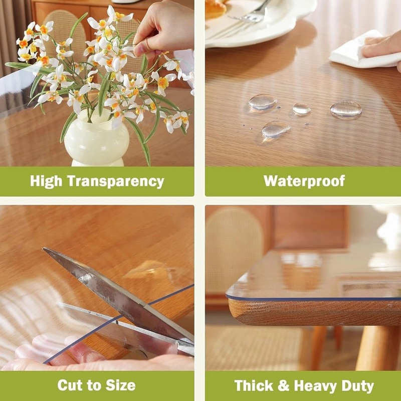 Clear Table Protector 44 x 72 Inch, 1.5mm Thick Plastic Table Cover, Waterpro... gallery