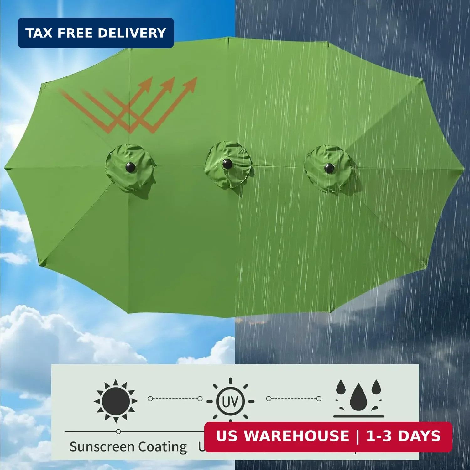 12 Ribs Umbrella Canopy Replacement for 15ft Double-Sided Patio Umbrella, Frame gallery