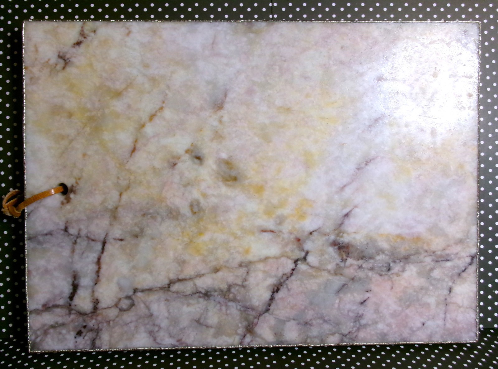 NEW Gilded Gold Pink Gray Quartz Cheese Board Gold Edging 12" x 8.5" India gallery