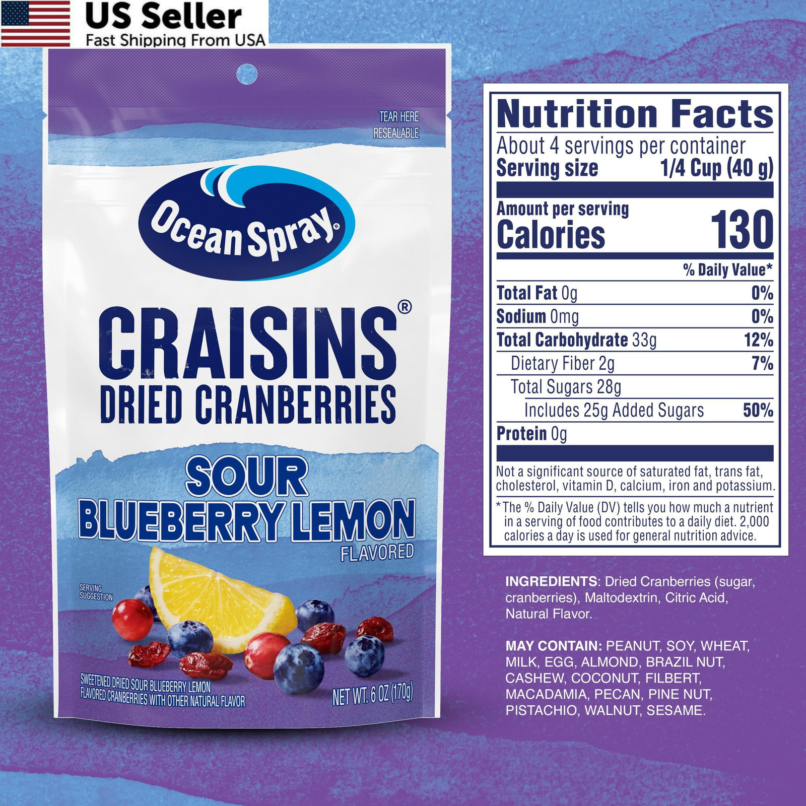 Ocean Spray® Craisins® Sweetened Dried Cranberries, 6 Ounce Pouch (Pack of 1) gallery
