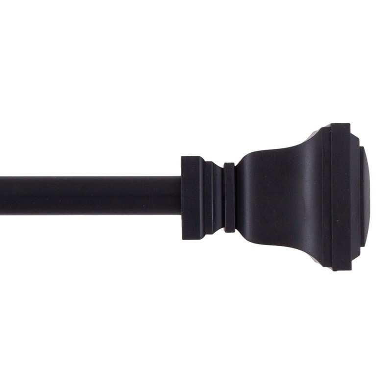(1 pack) 1/2" Twain Square Petite Café Adjustable Curtain Rod,48-84", Black gallery