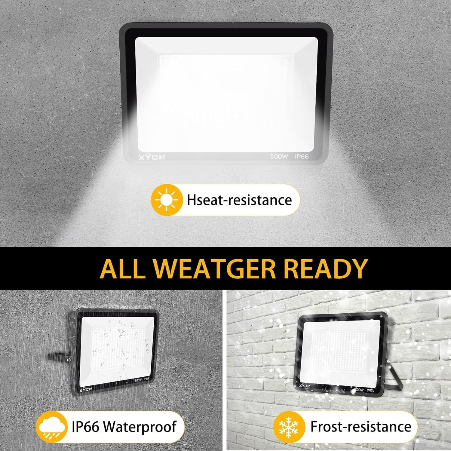 300W LED Flood Light 3 Pack, 42500Lm Super Bright Waterproof Outdoor Lights gallery