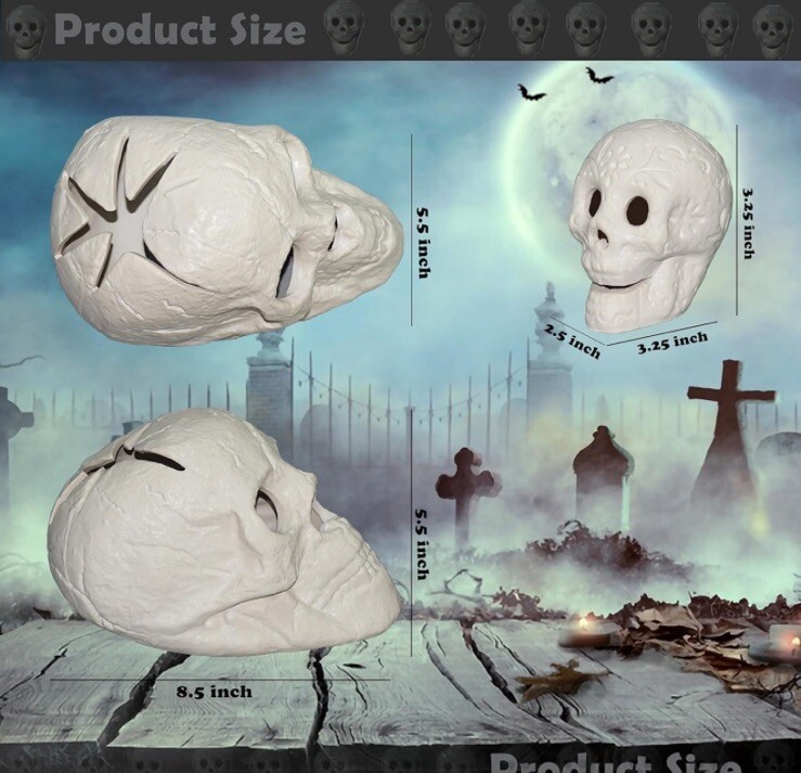Fire Pit Skulls,Reusable Ceramic Skull, 1 Large 2 Small Skulls gallery