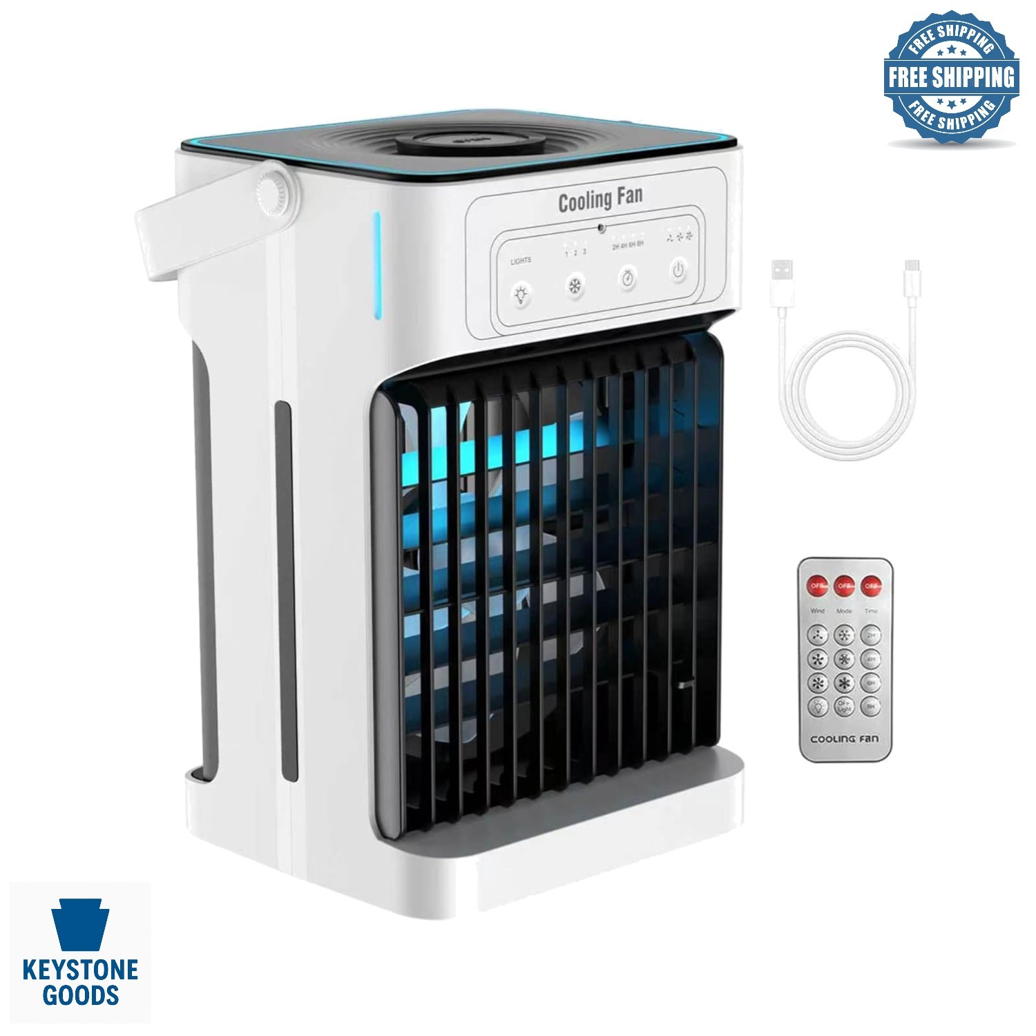 Portable Personal Air Cooler with Remote, 3 Speeds, 7-Color Night Light, 1100... gallery