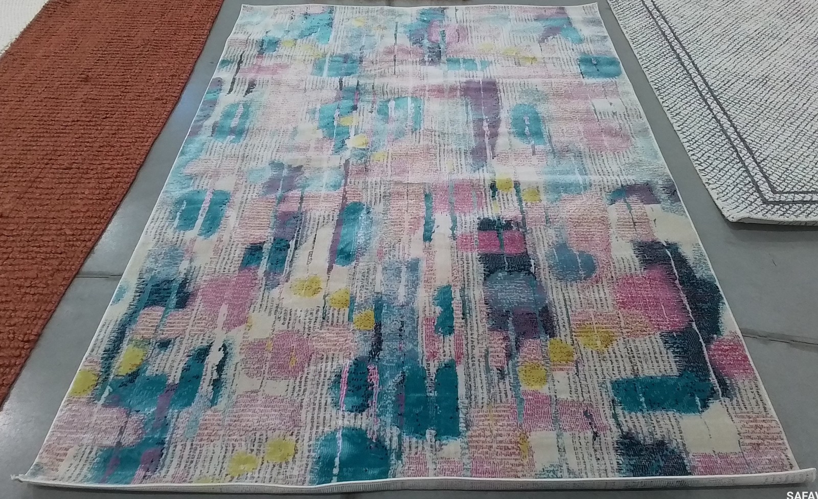 PINK / TURQUOISE 5'-3" x 7'-7" Back Stain Rug Reduced Price 1172797278 LLN375U-5 gallery