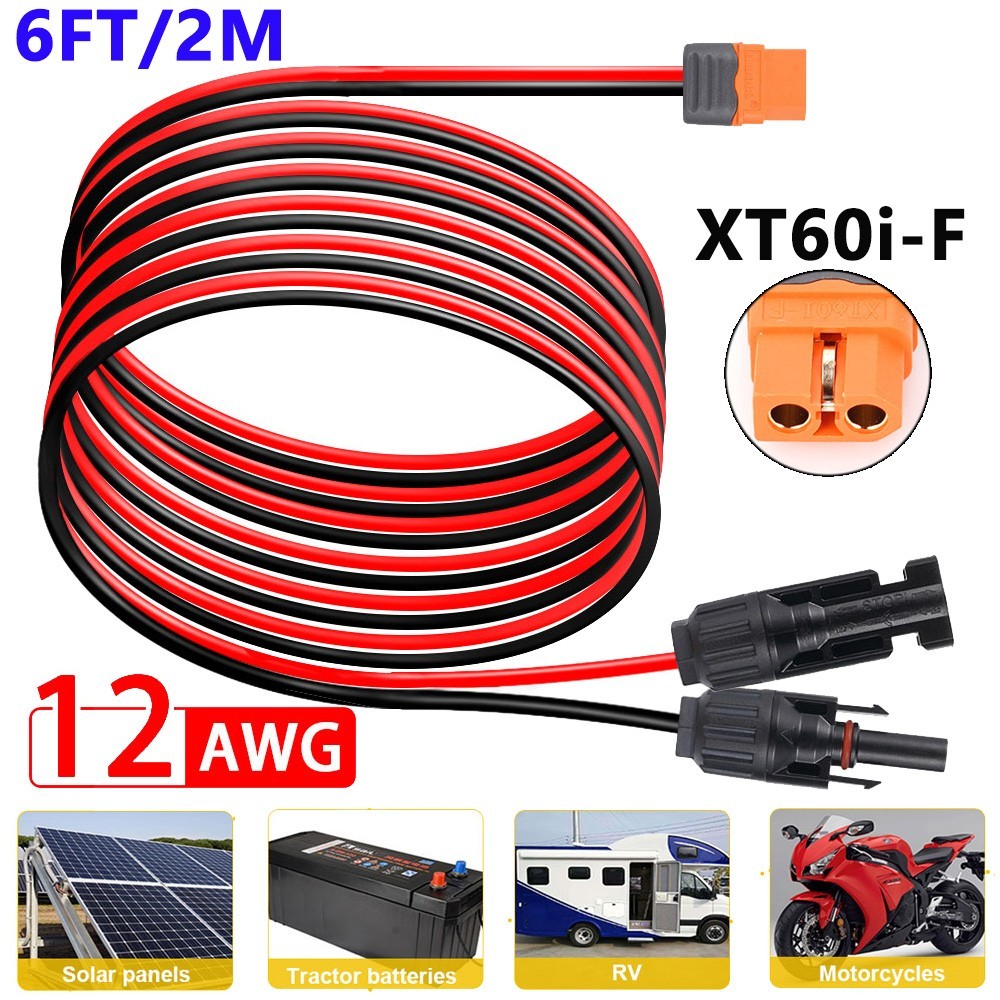 6ft/2m Solar Panel Extension Charging Cable XT60i Female to Solar Connector Wire gallery