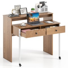 Extendable Computer Desk Console Table Writing Study Place Drawer & Wheels