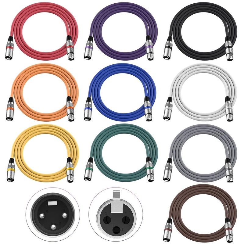 XLR to XLR Cables 6ft 10 Pack, DMX Cable 3-Pin Microphone Male Female Cables gallery