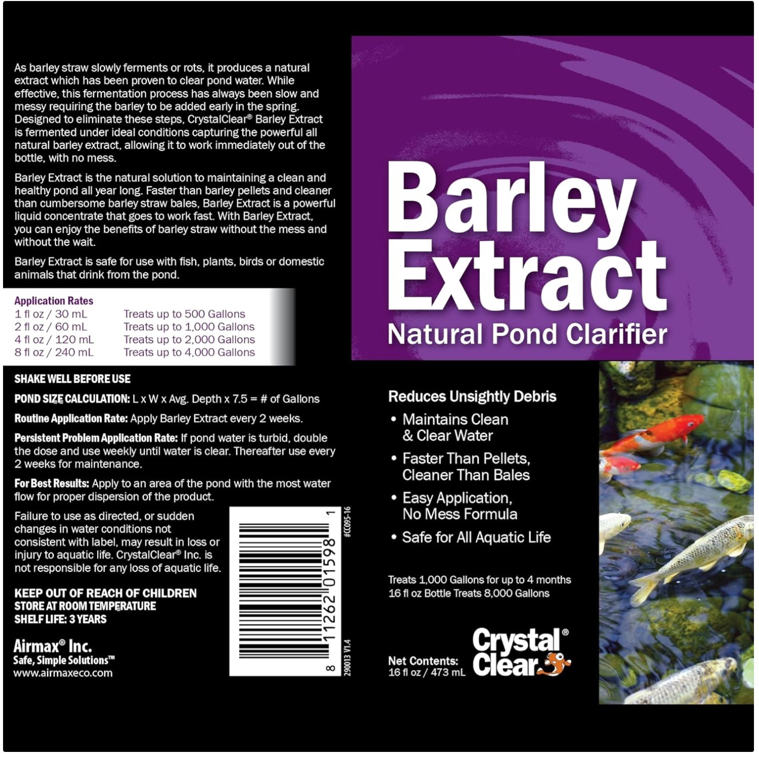 Barley Extract Pond Treatment, Clears Cloudiness, 1 Gallon gallery