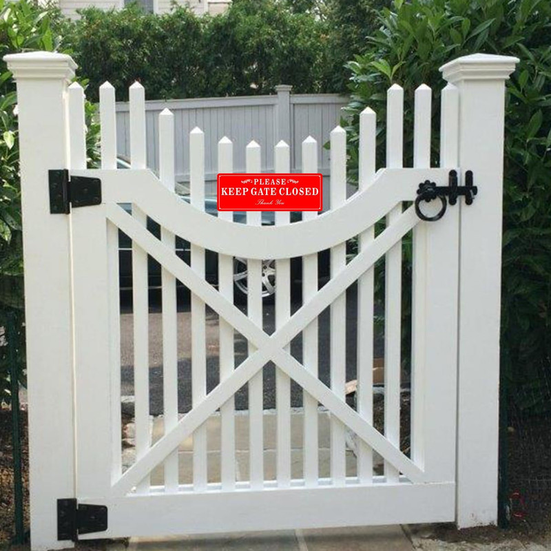 2 Pack Please Keep the Gate Closed Matal Sign - Brushed Aluminium Durable Ink - gallery