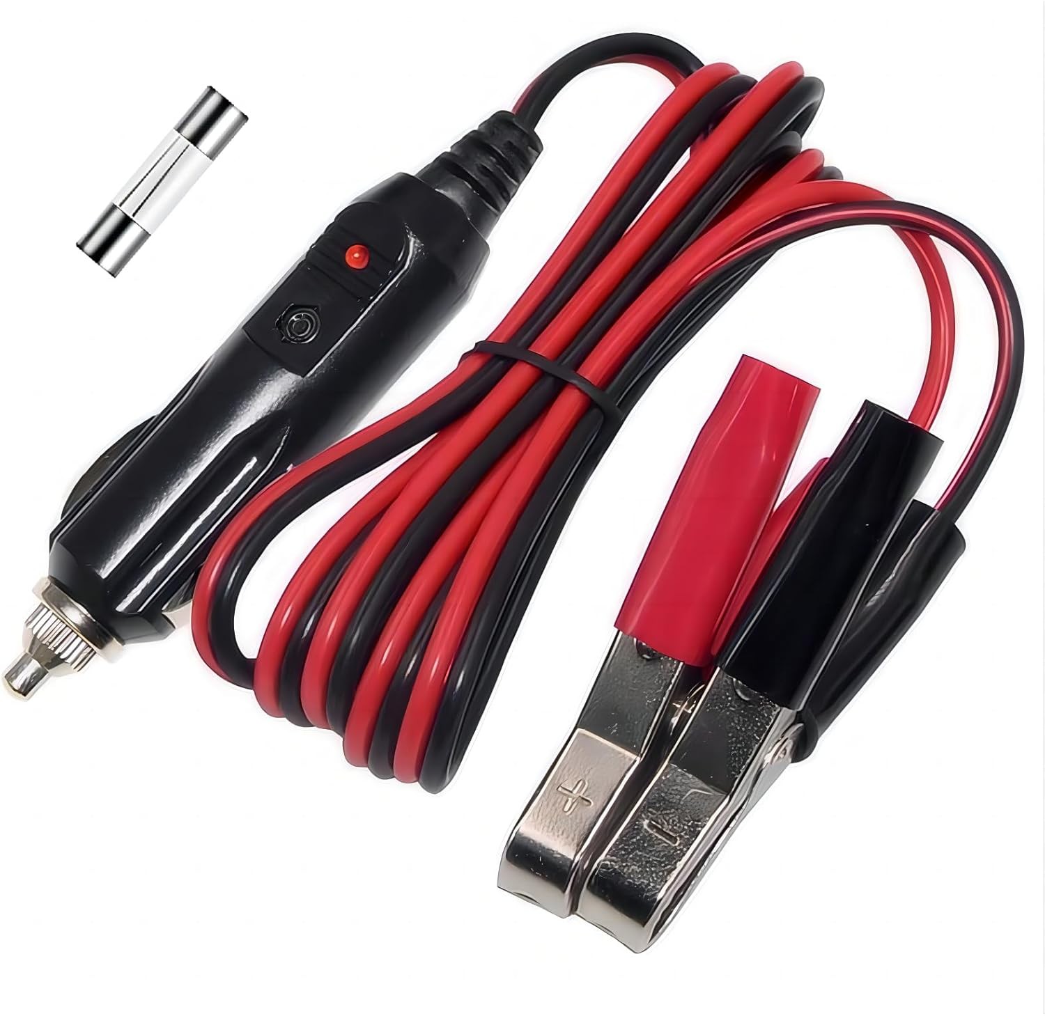 Alligator Clamp to Male Cigarette Lighter Extension Cable - 12V-24V White gallery