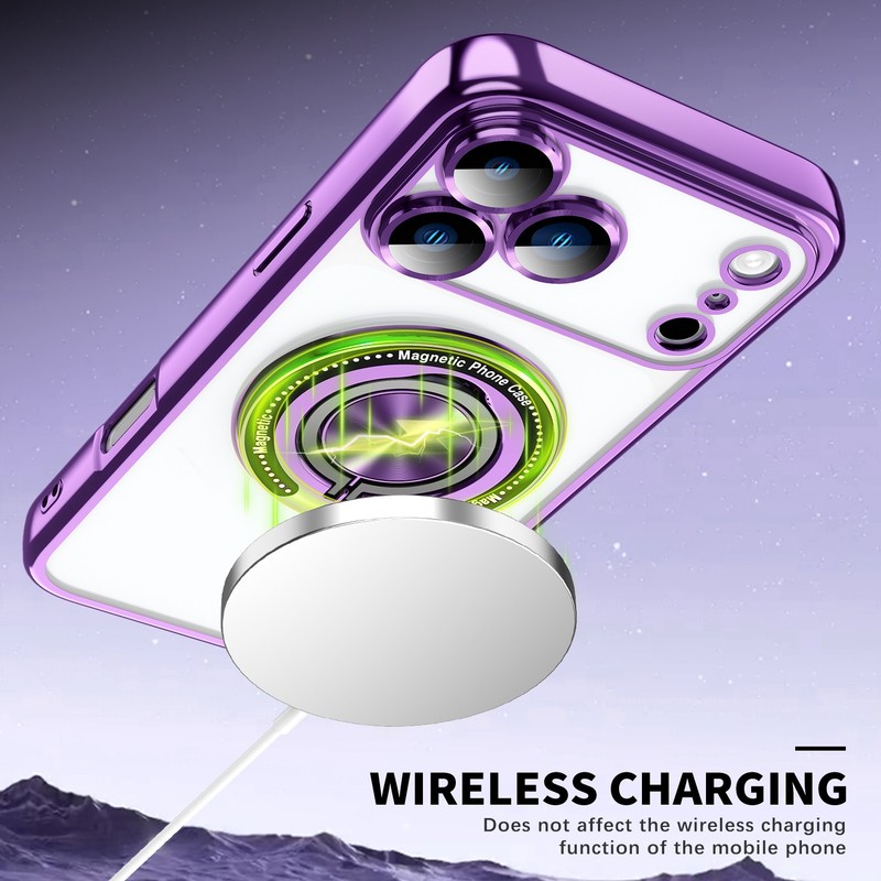 Magnetic TPU Case with Grip Ring Stand Cover for iPhone 11 14 15 16e 17 Pro Max gallery