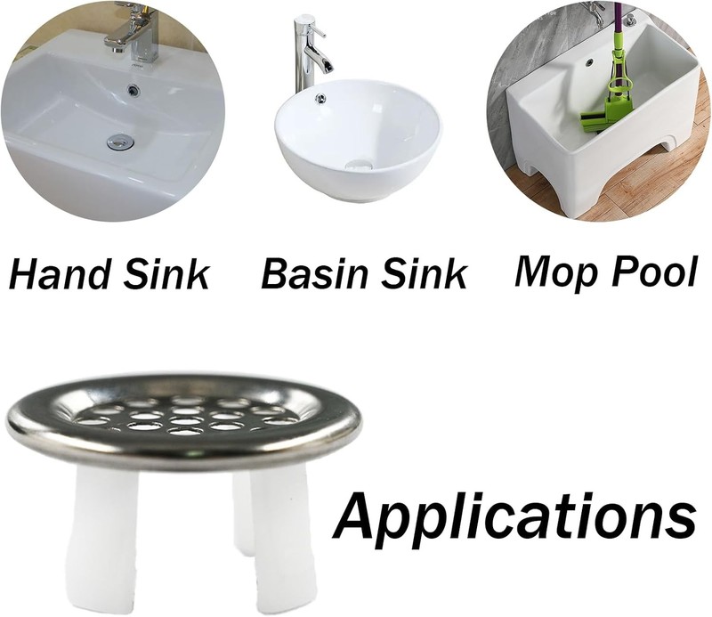 4Pcs Bathroom Sink Overflow Trim Ring Chrome Mesh Round Basin Drain Hole Cover gallery
