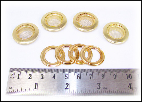 4pc. Beautiful Shiny 1" Brass Screened Grommets with Matching Washers gallery