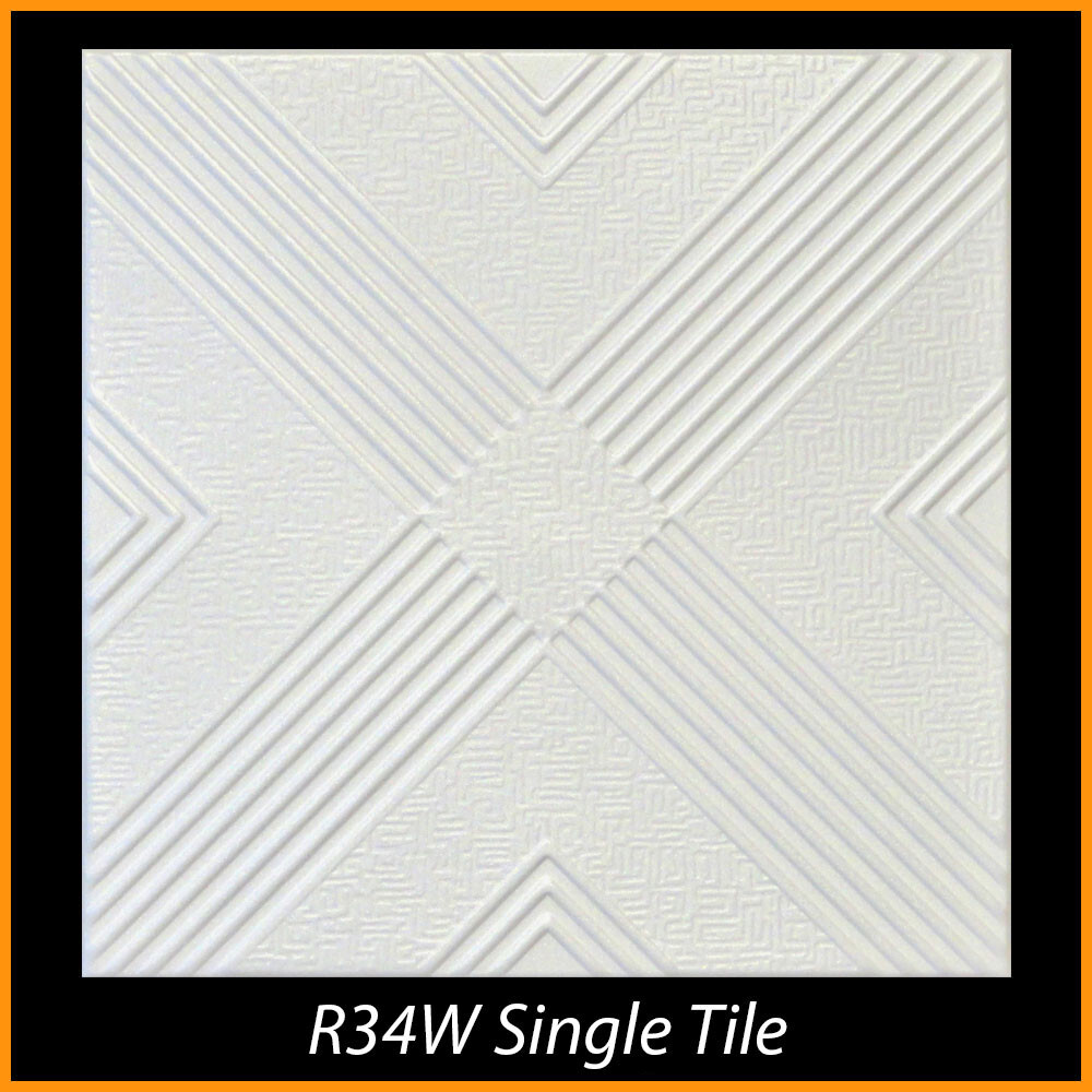 Styrofoam Glue Up Ceiling Tiles, 20x20, R34 Malta - White Pack of 8 (21 s/f) gallery