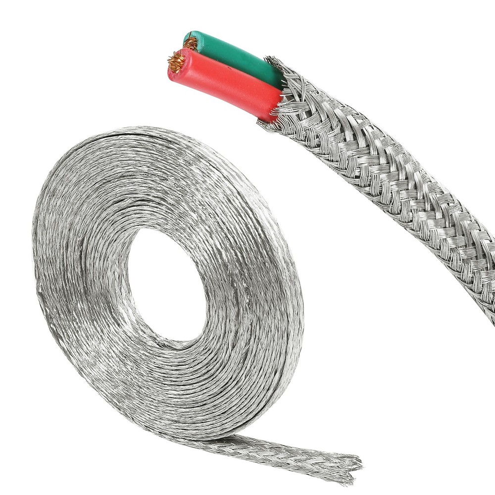 SUNNAREPOON Tinned Copper Wire Shielding Sleeve, 1/4inch - 12ft, Silver