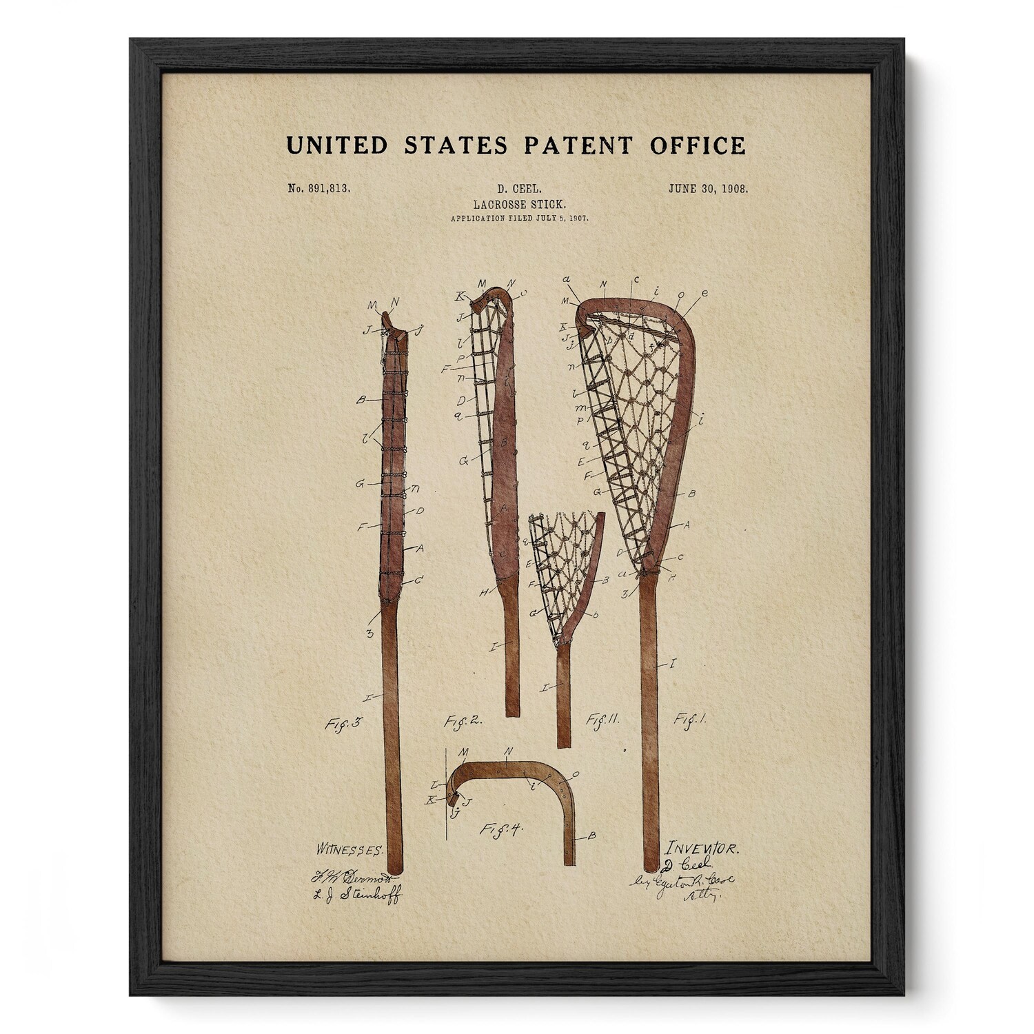 Original Lacrosse Stick Patent Art Print Vintage Lacrosse Blueprint Wall Art Gif gallery