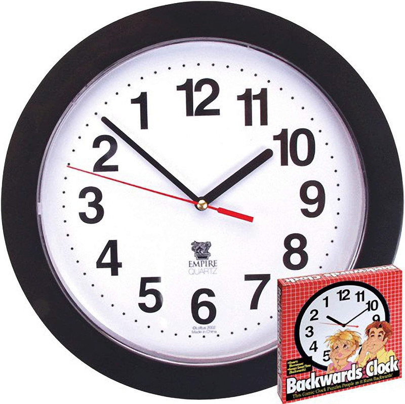 Black Backwards Wall Clock, Runs Counterclockwise and Reverse gallery