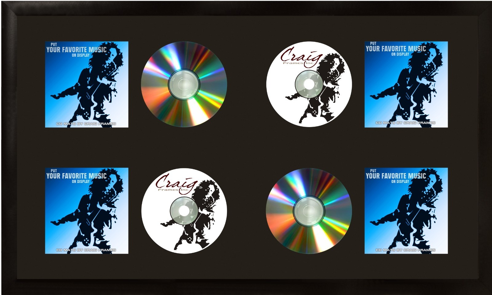 Craig Frames, 4-CD Display Mat Complete with 1" Wide Satin Black Frame gallery