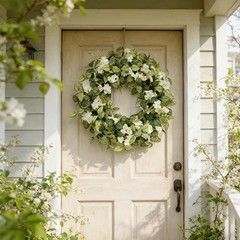 24 Inch Spring Wreaths for Front Door, All Seasons Summer Wreath with Fade-Re…