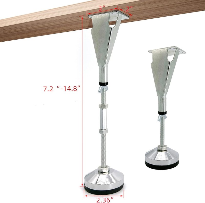 Adjustable Height Center Support Leg Bed Frame Slat Steel Hardware 4 PCS gallery
