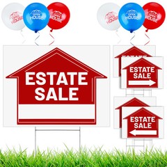 5 Pack Large 24 x 18 inches Double Sided Estate Sale Signs Set with Heavy Met…