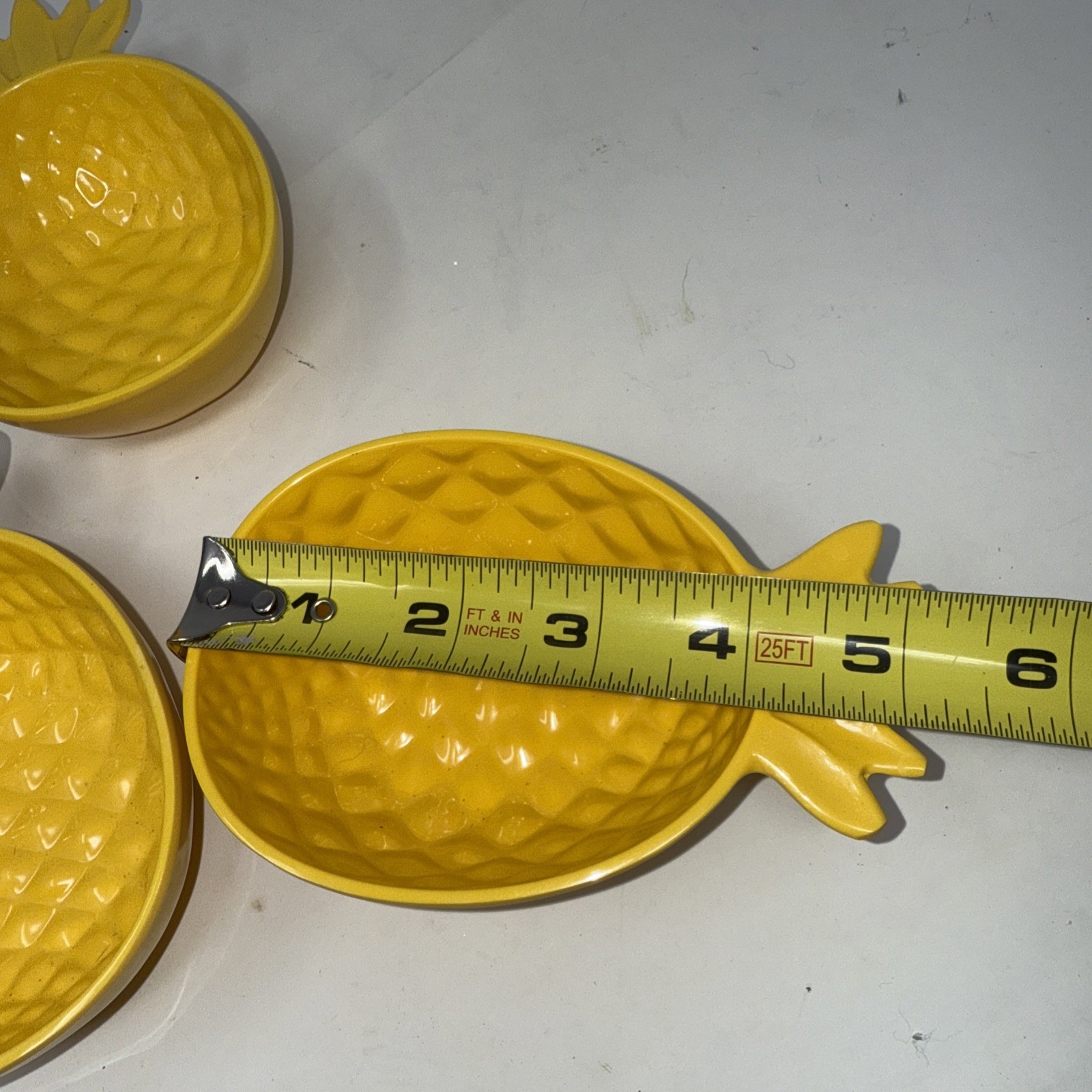 3 Southern Living Yellow Plastic Pineapple Shaped Bowls Tropical Luau Party gallery