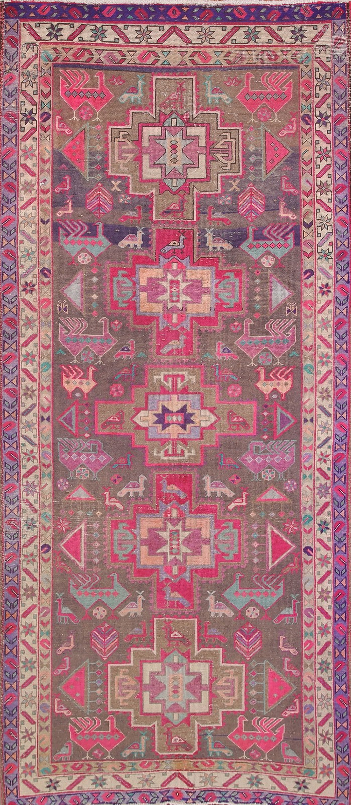 Geometric Runner Rug 4x9 Hand-knotted Wool Traditional Vintage for Hallway gallery
